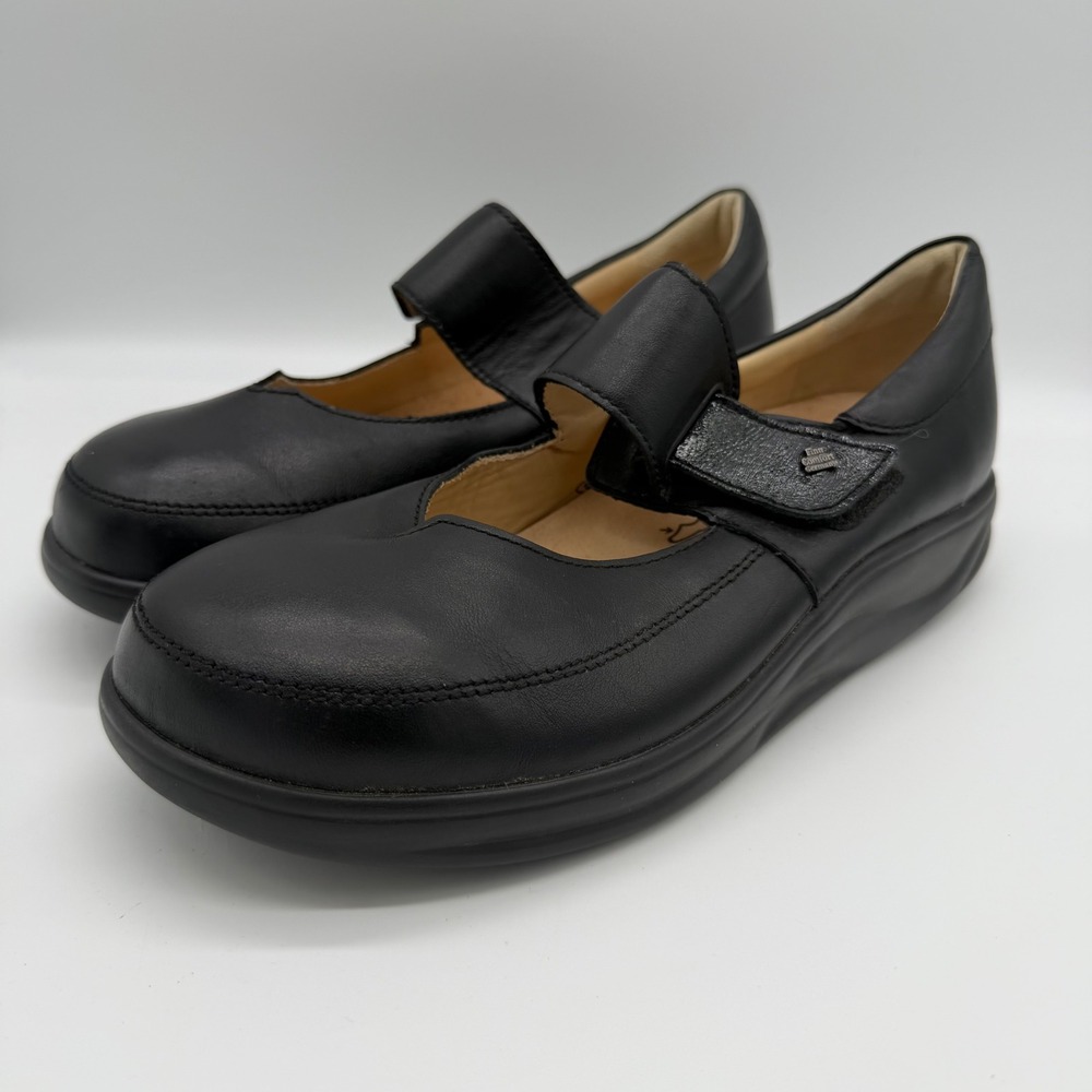 Finn Comfort‎ Womens Ikebukuro Black Leather Mary Jane Shoes Size 7.5